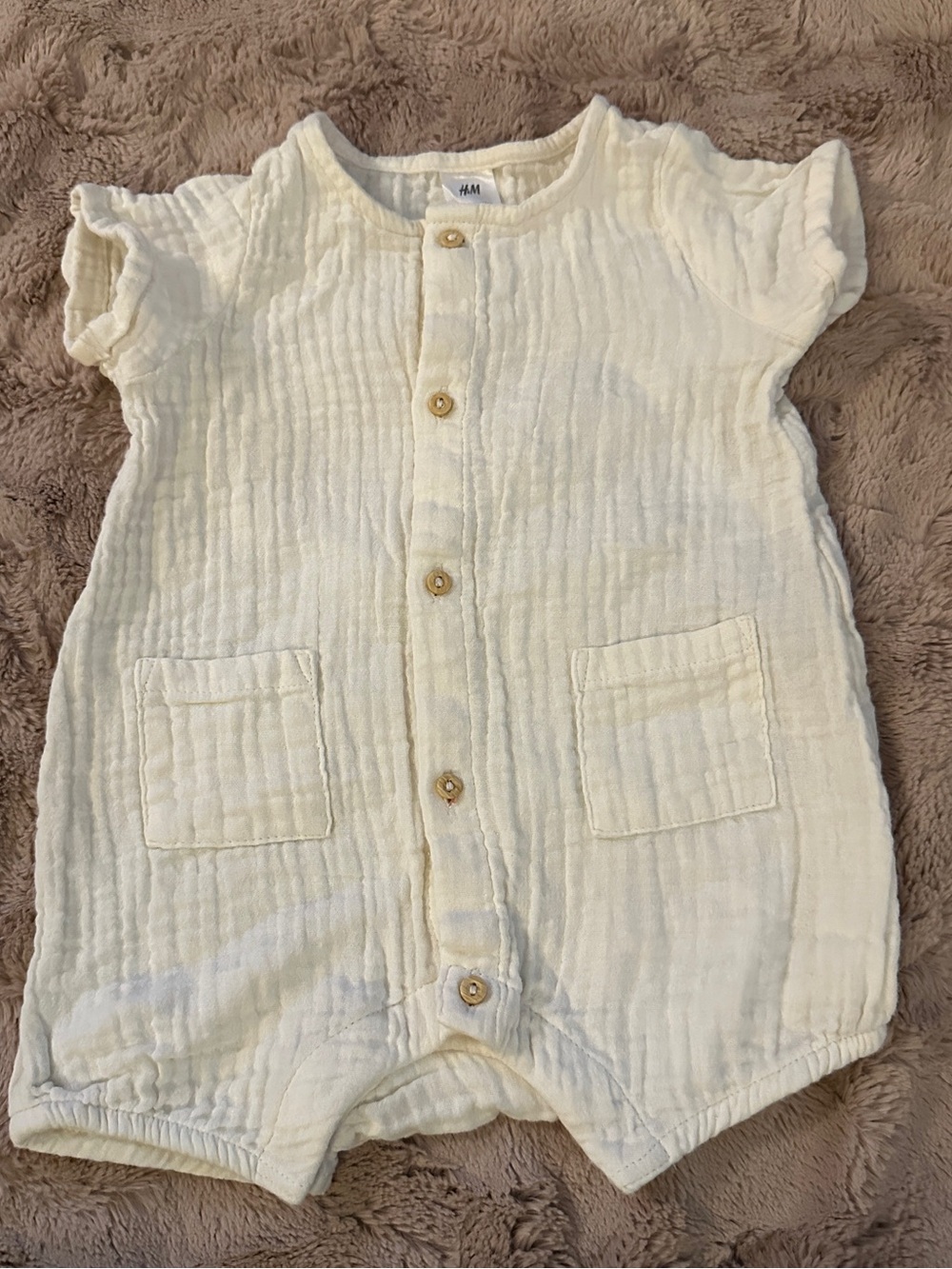 H&M Off-White Organic Cotton Baby Romper
